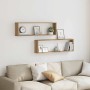 Estantes cubo de pared 2 uds madera roble artisan 100x15x30 cm