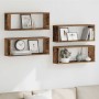 Estantes cubo de pared 4 uds madera envejecida 60x15x23 cm