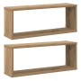 Estantes cubo de pared 2 uds madera roble artisan 60x15x23 cm
