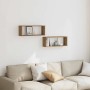 Estantes cubo de pared 2 uds madera roble artisan 60x15x23 cm
