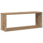 Estantes cubo de pared 4 uds madera roble artisan 60x15x23 cm