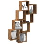 Estante cubo pared madera ingeniería envejecida 90x15x119,5 cm