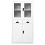 Weißer Büroschrank aus gehärtetem Glasstahl, 90 x 40 x 180 cm von vidaXL, Schließfächer und Lagerschränke - Ref: Foro24-33642...