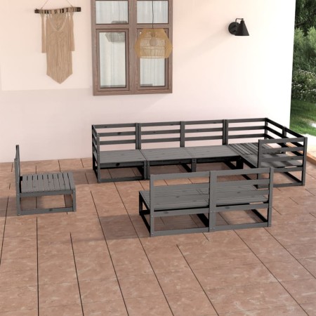 Muebles de jardín 8 piezas gris madera de pino maciza en Conjuntos de jardín | Comprar online en Foro24