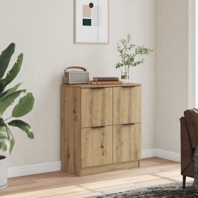 Aparador de madera de ingeniería roble artisan 60x30x70 cm