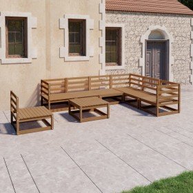 Muebles de jardín 8 piezas marrón miel madera maciza de pino