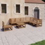 Muebles de jardín 8 piezas marrón miel madera maciza de pino