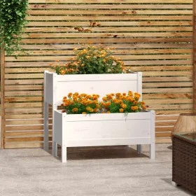 Massive Kiefernholz-Pflanzkübel in Weiß 84,5x84x75 cm von vidaXL, Töpfe und Pflanzgefäße - Ref: Foro24-822258, Preis: 96,96 €...