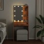 Tocador con luces LED madera envejecida 60x40x140 cm