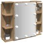 Mueble con espejo y luces LED roble artesanal 70x16,5x60 cm en Tocadores de baño | Comprar online en Foro24