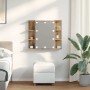 Mueble con espejo y luces LED roble artesanal 70x16,5x60 cm
