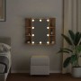 Mueble con espejo y luces LED roble artesanal 70x16,5x60 cm
