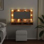 Mueble con espejo y LED madera vieja 90x31,5x62 cm