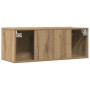 Muebles para TV de pared 2 unidades roble artesanal 80x30x30 cm