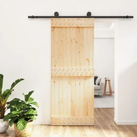 Puerta corredera con herrajes madera maciza de pino 85x210 cm by vidaXL, Doors - Ref: Foro24-3203066, Price: 169,40 €, Discou...