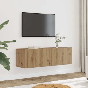 Muebles para TV de pared 2 uds roble artesanal 100x30x30 cm