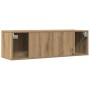 Muebles para TV de pared 2 uds roble artesanal 100x30x30 cm