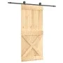 Schiebetür mit Beschlägen aus massivem Kiefernholz, 90 x 210 cm von vidaXL, Türen - Ref: Foro24-3203079, Preis: 204,64 €, Rab...