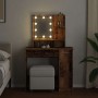 Tocador con luces LED madera envejecida 86,5x35x136 cm