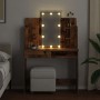 Tocador con luces LED madera envejecida 96x40x142 cm