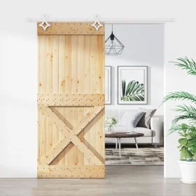 Puerta corredera con herrajes madera maciza de pino 90x210 cm von vidaXL, Türen - Ref: Foro24-3203194, Preis: 211,76 €, Rabat...