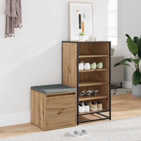 Cajón taburete madera ingeniería roble artesanal 40,5x40x40 cm