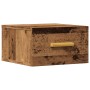 Mesita de noche de pared madera envejecida 35x35x20 cm