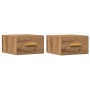 Mesitas de noche de pared 2 uds color roble artisan 35x35x20 cm