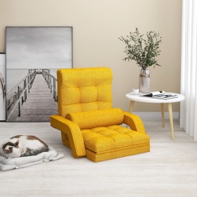 Silla de suelo plegable con función de cama de tela amarillo