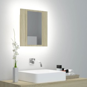Sonoma Oak Acrylic LED Bathroom Mirror Cabinet 40x12x45 cm by vidaXL, bathroom vanities - Ref: Foro24-804951, Price: 40,81 €,...