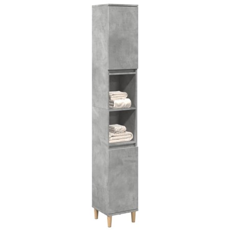 Armario de baño madera contrachapada gris hormigón 30x30x190 cm en Tocadores de baño | Comprar online en Foro24