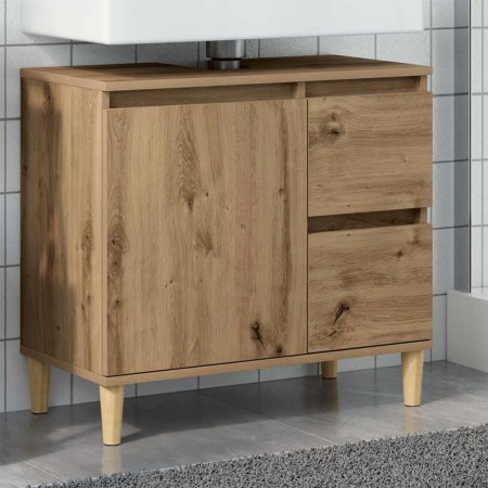 Armario lavabo baño madera ingeniería roble artisan 65x33x60 cm