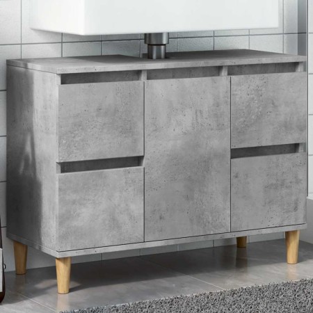 Armario de lavabo madera contrachapada gris hormigón 80x33x60cm en Tocadores de baño | Comprar online en Foro24