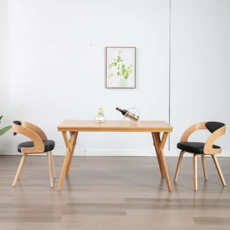Dining chairs 2 pcs curved wood and black synthetic leather by vidaXL, dining chairs - Ref: Foro24-283105, Price: 264,95 €, D...