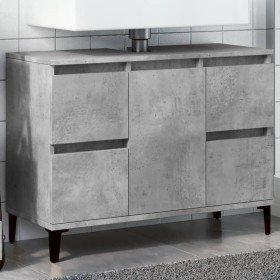 Armario de lavabo madera contrachapada gris hormigón 80x33x60cm en Tocadores de baño | Comprar online en Foro24