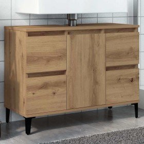 Mueble de lavabo madera ingeniería roble artisan 80x33x60 cm