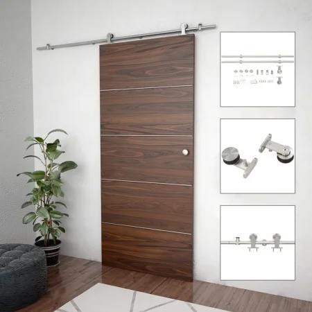 Kit de herrajes para puerta corredera 183 cm acero plateado de vidaXL, Puertas - Ref: Foro24-142825, Precio: 103,31 €, Descue...