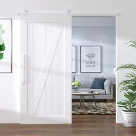 Beschlagsatz für Schiebetüren aus weißem Stahl, 200 cm von vidaXL, Türrahmen - Ref: Foro24-151704, Preis: 74,16 €, Rabatt: %