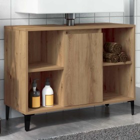 Mueble de lavabo madera ingeniería roble artisan 80x33x60 cm