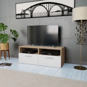 TV-Möbel aus Eichen- und Weiß-Ingenieurholz, 95x35x36 cm. von vidaXL, TV-Möbel - Ref: Foro24-244869, Preis: 77,66 €, Rabatt: %