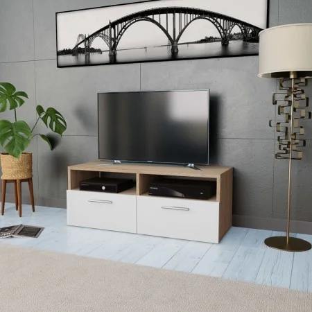 TV-Möbel aus Eichen- und Weiß-Ingenieurholz, 95x35x36 cm. von vidaXL, TV-Möbel - Ref: Foro24-244869, Preis: 77,66 €, Rabatt: %