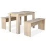 Dining table and 3-piece engineered oak wood benches. by vidaXL, Furniture sets for kitchens and dining rooms - Ref: Foro24-2...