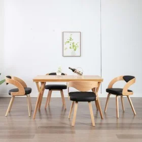 Esszimmerstühle, 4 Stück, gebogenes Holz, schwarzes Kunstleder von vidaXL, Essstühle - Ref: Foro24-278846, Preis: 526,69 €, R...