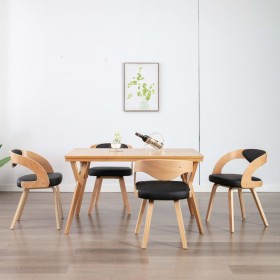 Sillas de comedor 4 uds madera curvada cuero sintético negro de vidaXL, Sillas de comedor - Ref: Foro24-278846, Precio: 516,2...