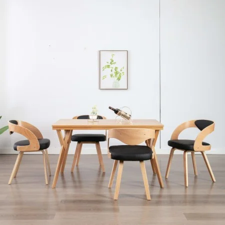 Sillas de comedor 4 uds madera curvada cuero sintético negro de vidaXL, Sillas de comedor - Ref: Foro24-278846, Precio: 507,8...