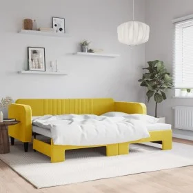 Sofá cama nido terciopelo amarillo 90x200 cm de vidaXL, Camas y somieres - Ref: Foro24-3197068, Precio: 247,72 €, Descuento: %