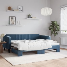 Ausziehbares Schlafsofa aus blauem Samt, 90 x 200 cm von vidaXL, Betten und Lattenroste - Ref: Foro24-3197062, Preis: 247,86 ...