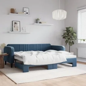 Ausziehbares Schlafsofa aus blauem Samt, 90 x 200 cm von vidaXL, Betten und Lattenroste - Ref: Foro24-3197062, Preis: 249,55 ...