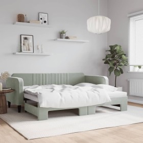 Sofá cama nido terciopelo gris claro 90x200 cm de vidaXL, Camas y somieres - Ref: Foro24-3197063, Precio: 252,25 €, Descuento: %