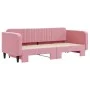 Pink velvet trundle sofa bed 90x200 cm by vidaXL, Beds and slatted bases - Ref: Foro24-3197066, Price: 249,37 €, Discount: %
